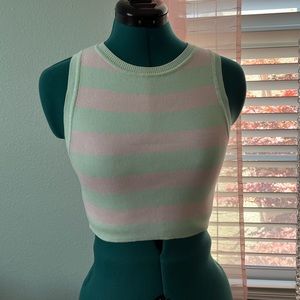 Pink and Green Striped Zara Top